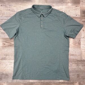 Kuhl Mens XL Gray /Green Striped Short Sleeve Performance Polo Shirt